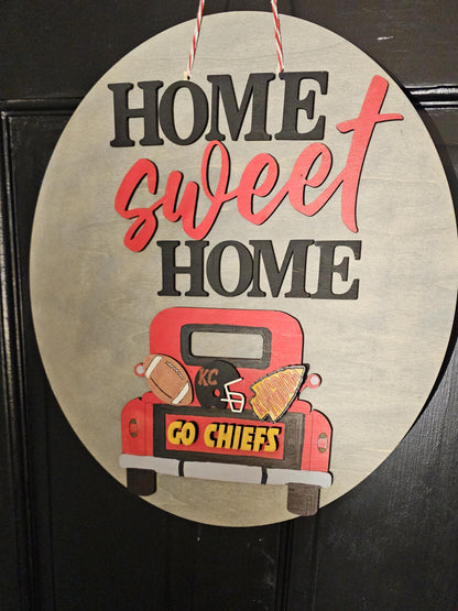 KC Chiefs Door Hanger Craft Kit, DIY Door Hanger, Welcome Sign Craft Kit Wooden Cutouts