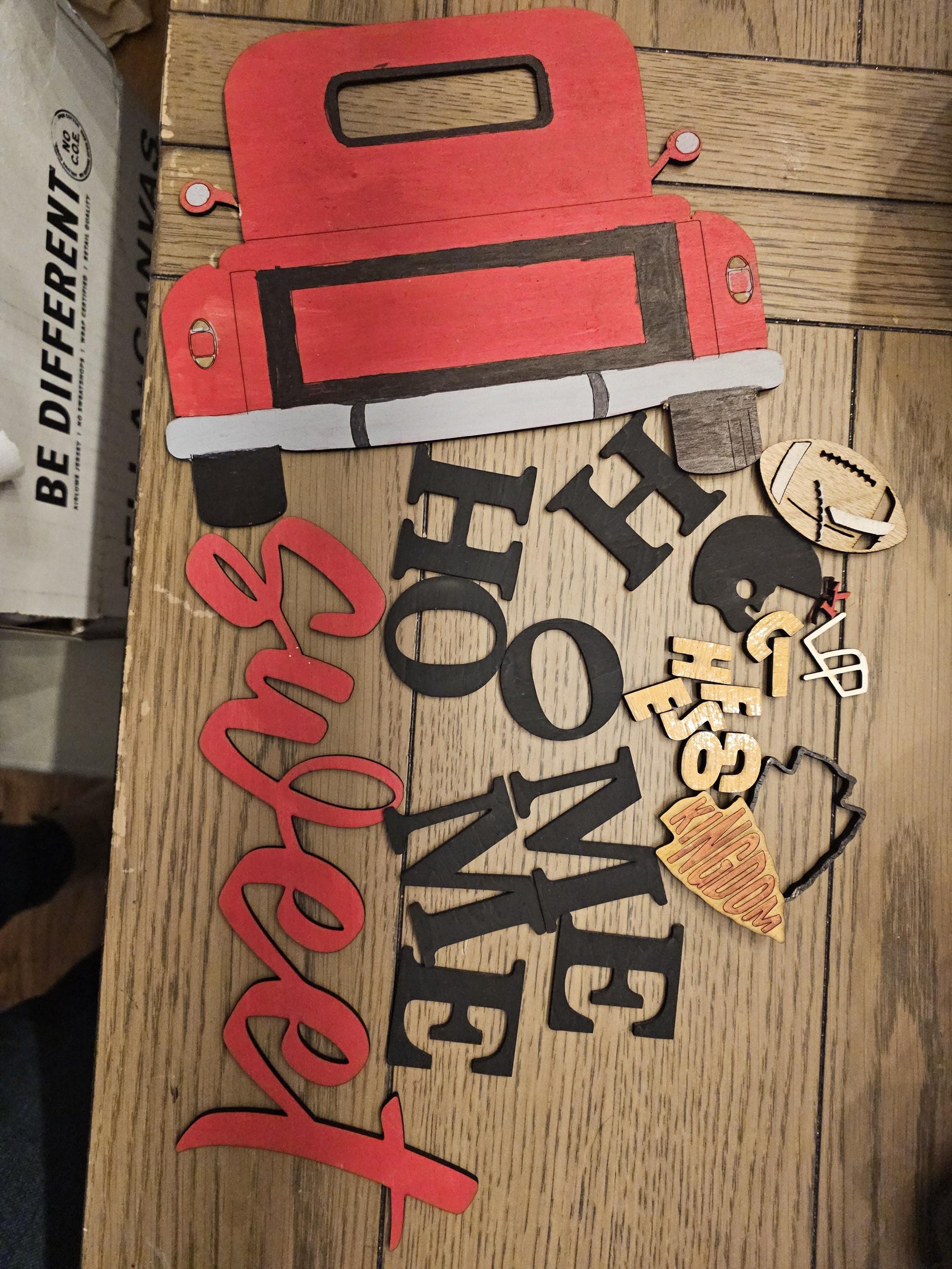 KC Chiefs Door Hanger Craft Kit, DIY Door Hanger, Welcome Sign Craft Kit Wooden Cutouts