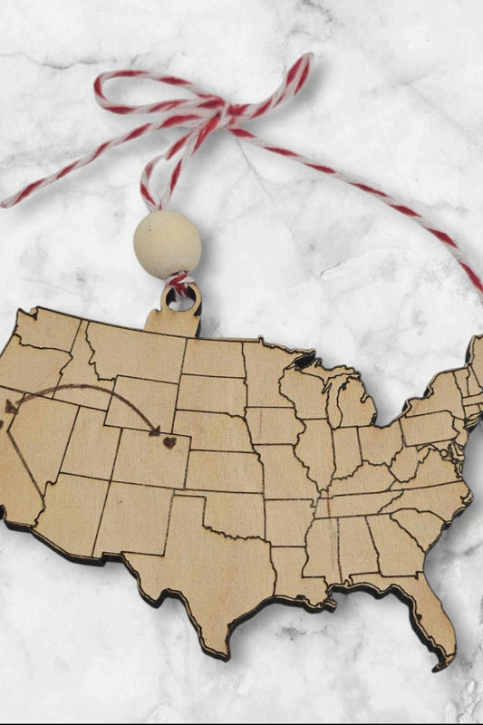Custom Long Distance Ornament, Love Across the Country, Cross Country, Love Knows No Distance, Family Knows No Distance, Family Christmas