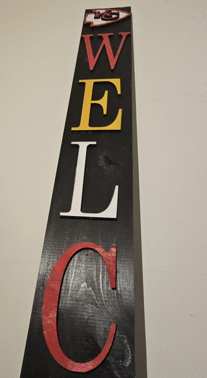 KC Chiefs Porch Welcome Sign Leaner 6 Design Options and 3 Sizes