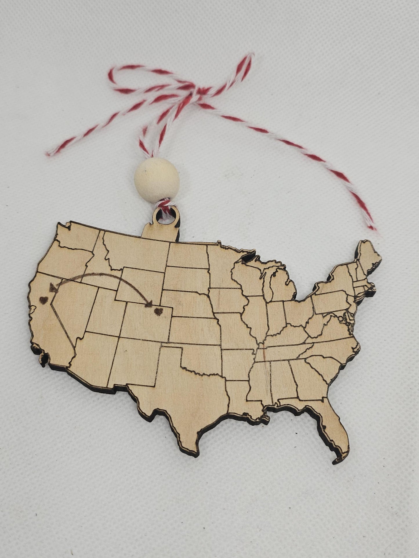 Custom Long Distance Ornament, Love Across the Country, Cross Country, Love Knows No Distance, Family Knows No Distance, Family Christmas