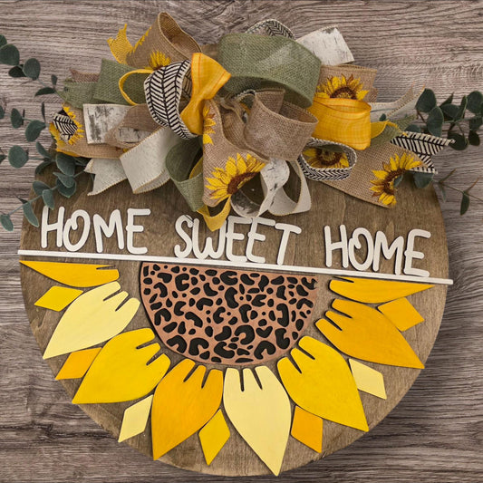 Vibrant Sunflower Wreath Door Hanger: Welcome Sign with 2 designs & 4 size