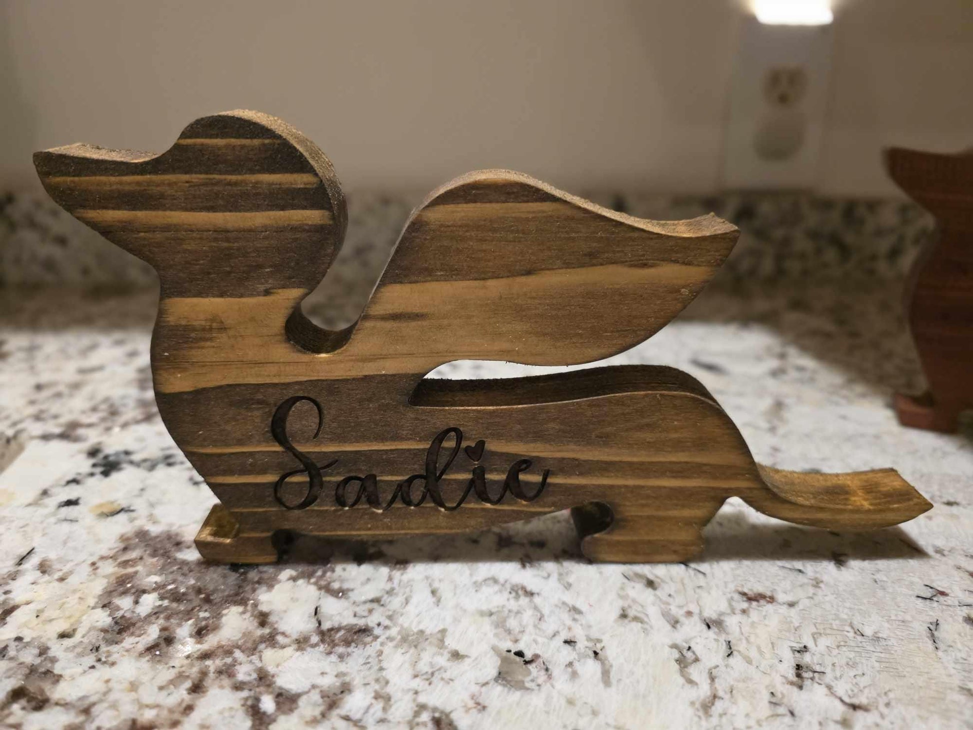 Dog with Wings Memorial 10in Wooden Tombstone,  choice of Cyprus or Cedar Wood Pet Remembrance Gift