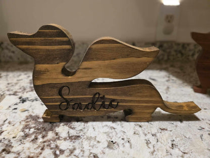 Dog with Wings Memorial 10in Wooden Tombstone,  choice of Cyprus or Cedar Wood Pet Remembrance Gift