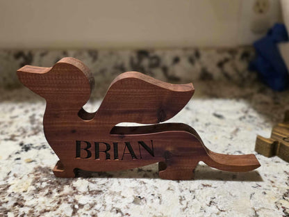 Dog with Wings Memorial 10in Wooden Tombstone,  choice of Cyprus or Cedar Wood Pet Remembrance Gift