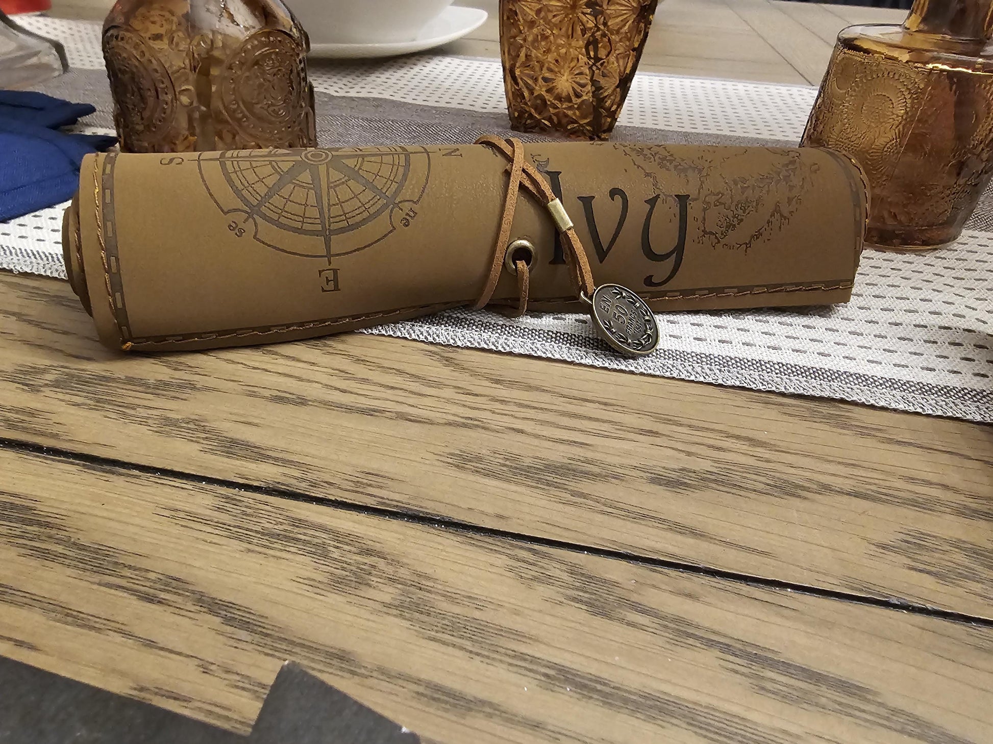Personalized Leather Pencil Case - Custom Pen Holder Pouch for School, Office or Travel; Stylish Gift for Students and Artists