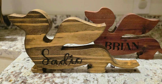 Dog with Wings Memorial 10in Wooden Tombstone,  choice of Cyprus or Cedar Wood Pet Remembrance Gift