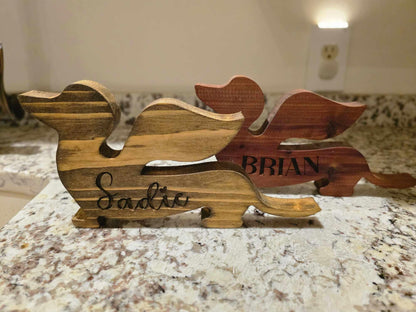 Dog with Wings Memorial 10in Wooden Tombstone,  choice of Cyprus or Cedar Wood Pet Remembrance Gift
