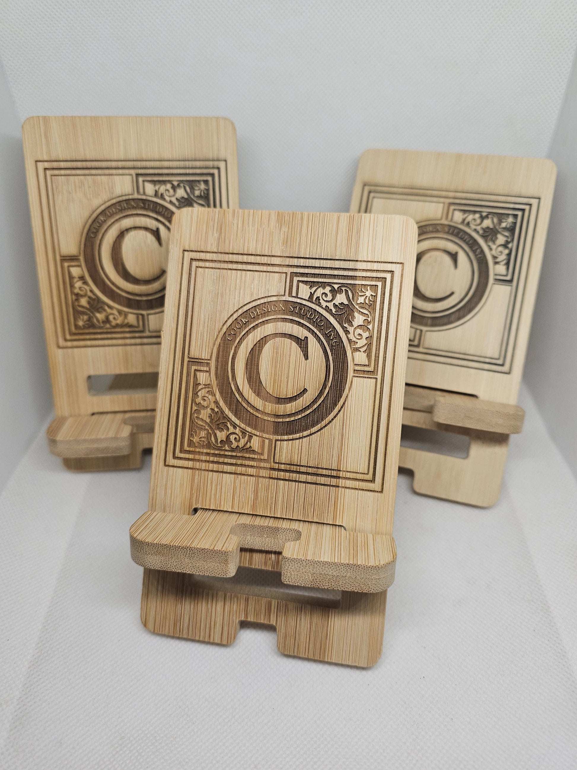 Phone Stand Your Logo or Monogram Engraved Into a bamboo, personalized gift, custom logo engravings, makes the perfect employee gif, gift