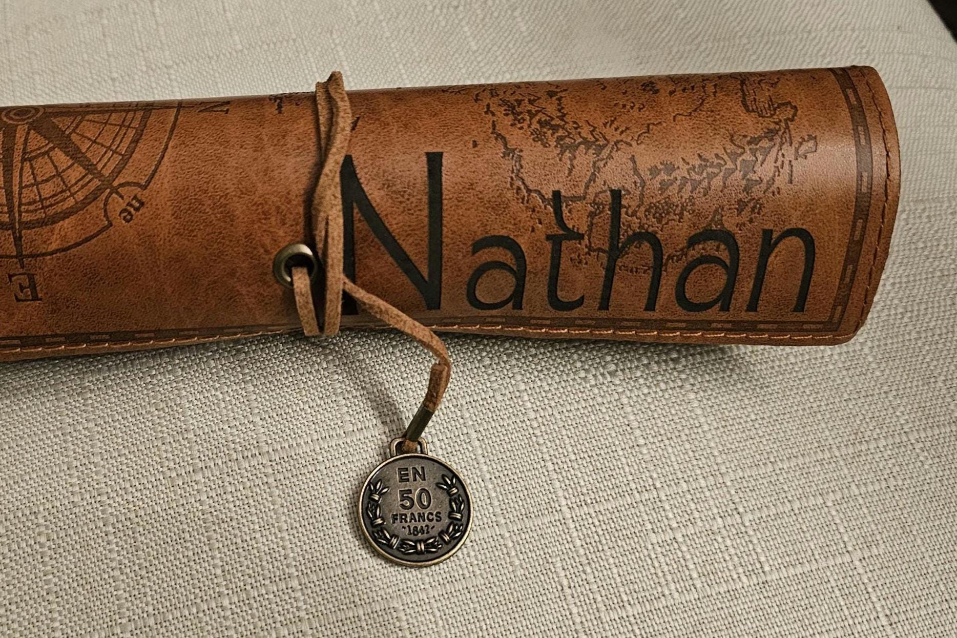 Personalized Leather Pencil Case - Custom Pen Holder Pouch for School, Office or Travel; Stylish Gift for Students and Artists