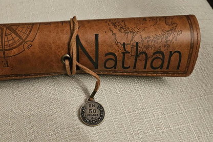 Personalized Leather Pencil Case - Custom Pen Holder Pouch for School, Office or Travel; Stylish Gift for Students and Artists
