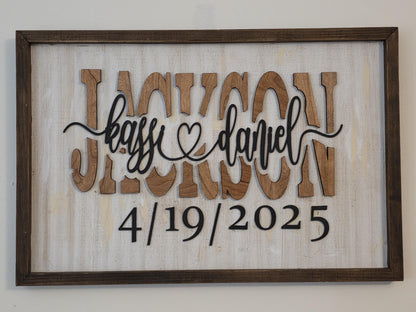 3D Family Name Sign - Last Name Sign - Farmhouse decor wedding gift