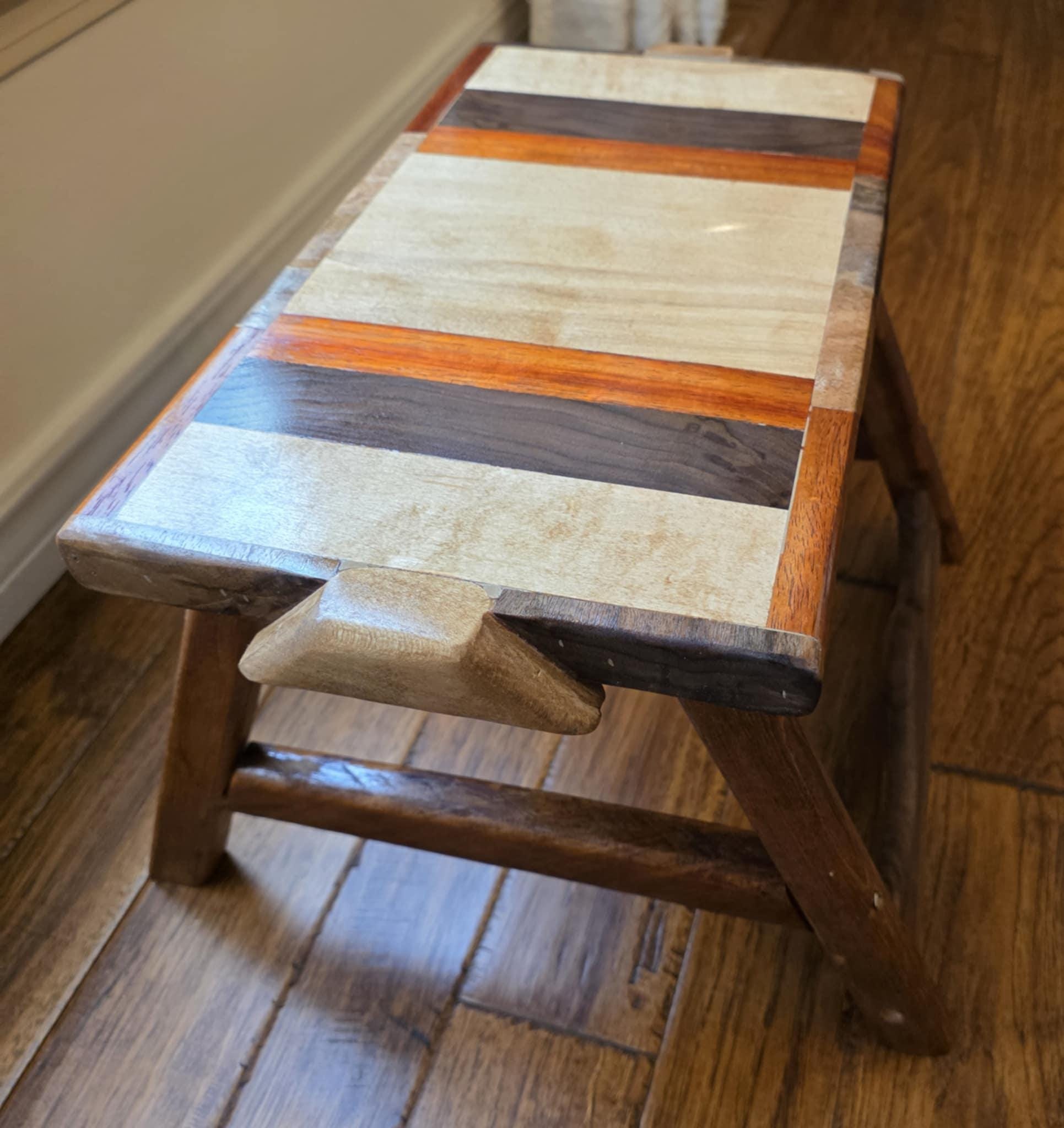 Handmade Wooden Stools in Walnut, Padauk, Maple & Pecan, Durable Seating for Living Room, Unique Gift for Wood Lovers