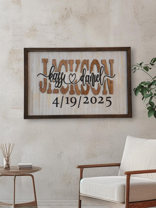 3D Family Name Sign - Last Name Sign - Farmhouse decor wedding gift