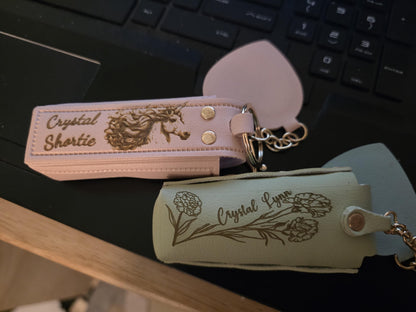 Personalized Faux Leather Lighter Holder Keychain with Chapstick & Lipstick Case Custom Gift for Smokers and Makeup Lovers