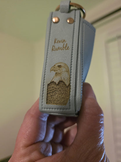 Personalized Faux Leather Lighter Holder Keychain with Chapstick & Lipstick Case Custom Gift for Smokers and Makeup Lovers