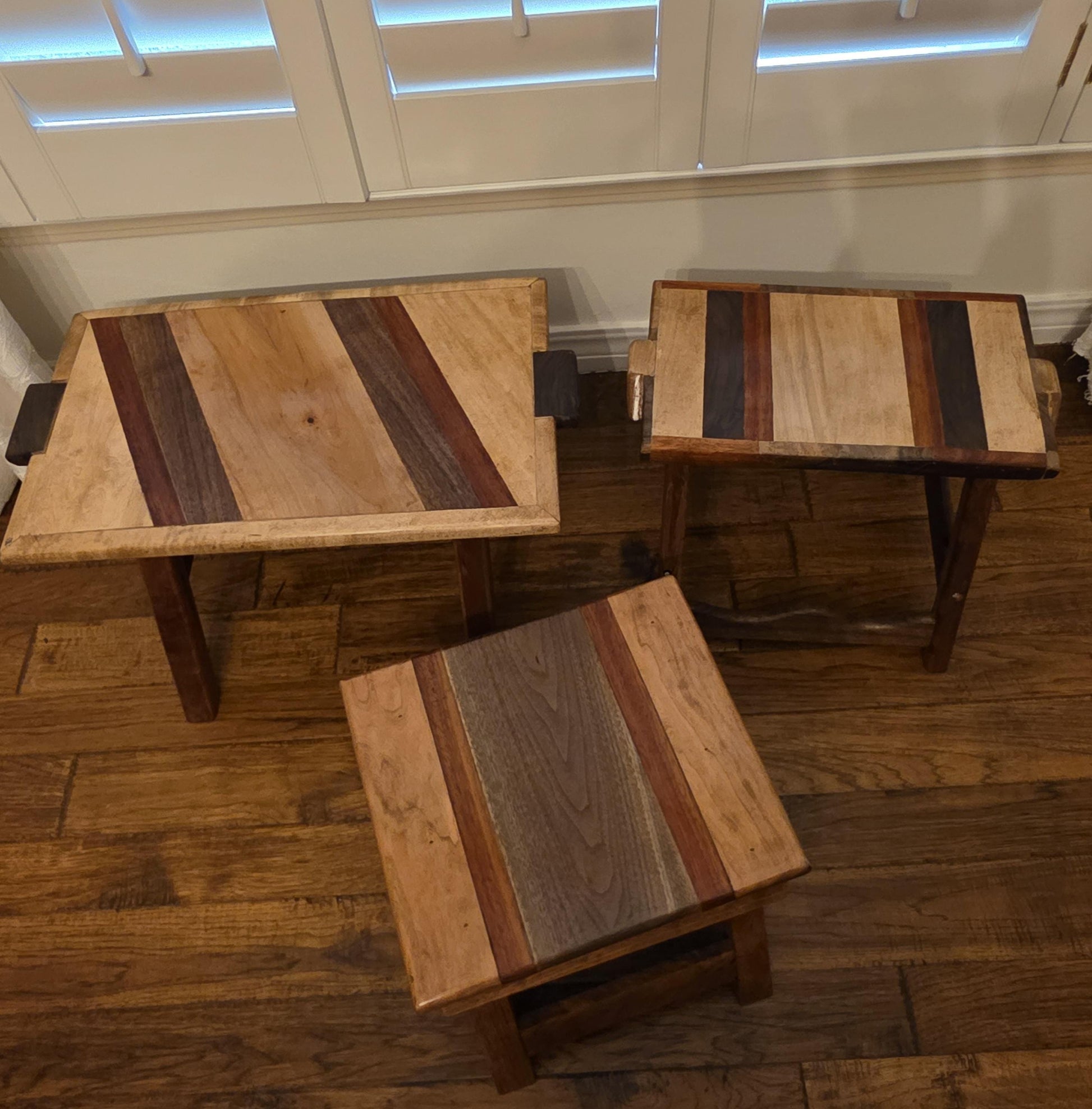 Handmade Wooden Stools in Walnut, Padauk, Maple & Pecan, Durable Seating for Living Room, Unique Gift for Wood Lovers