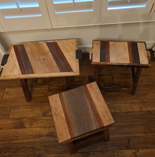Handmade Wooden Stools in Walnut, Padauk, Maple & Pecan, Durable Seating for Living Room, Unique Gift for Wood Lovers