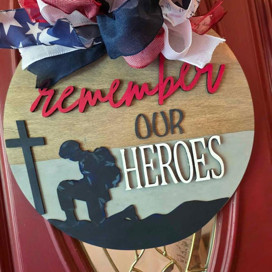 Two Patriotic Door Hangers Available - Veterans Day and Memorial Day Decor for Front Door, American Flag Welcome Sign