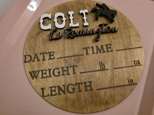 3D Baby Stats Sign Personalized Nursery Decor 12 Inch Western Rustic Newborn Birth Details Baby Announcement Wall Art Keepsake Gift
