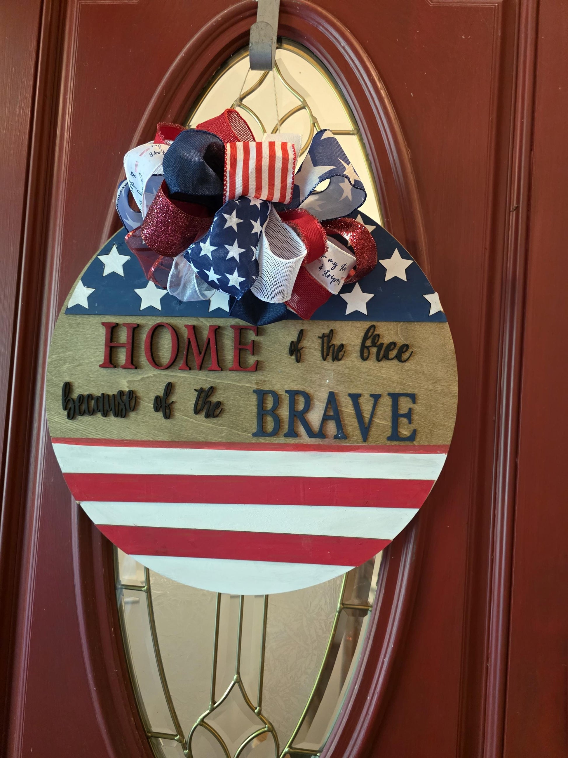 Two Patriotic Door Hangers Available - Veterans Day and Memorial Day Decor for Front Door, American Flag Welcome Sign
