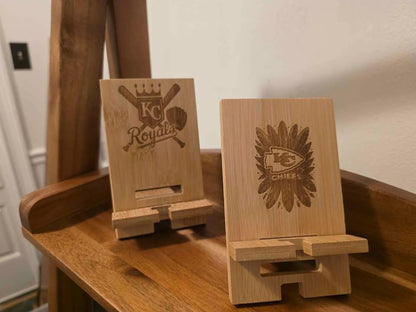 Phone Stand Your Logo or Monogram Engraved Into a bamboo, personalized gift, custom logo engravings, makes the perfect employee gif, gift