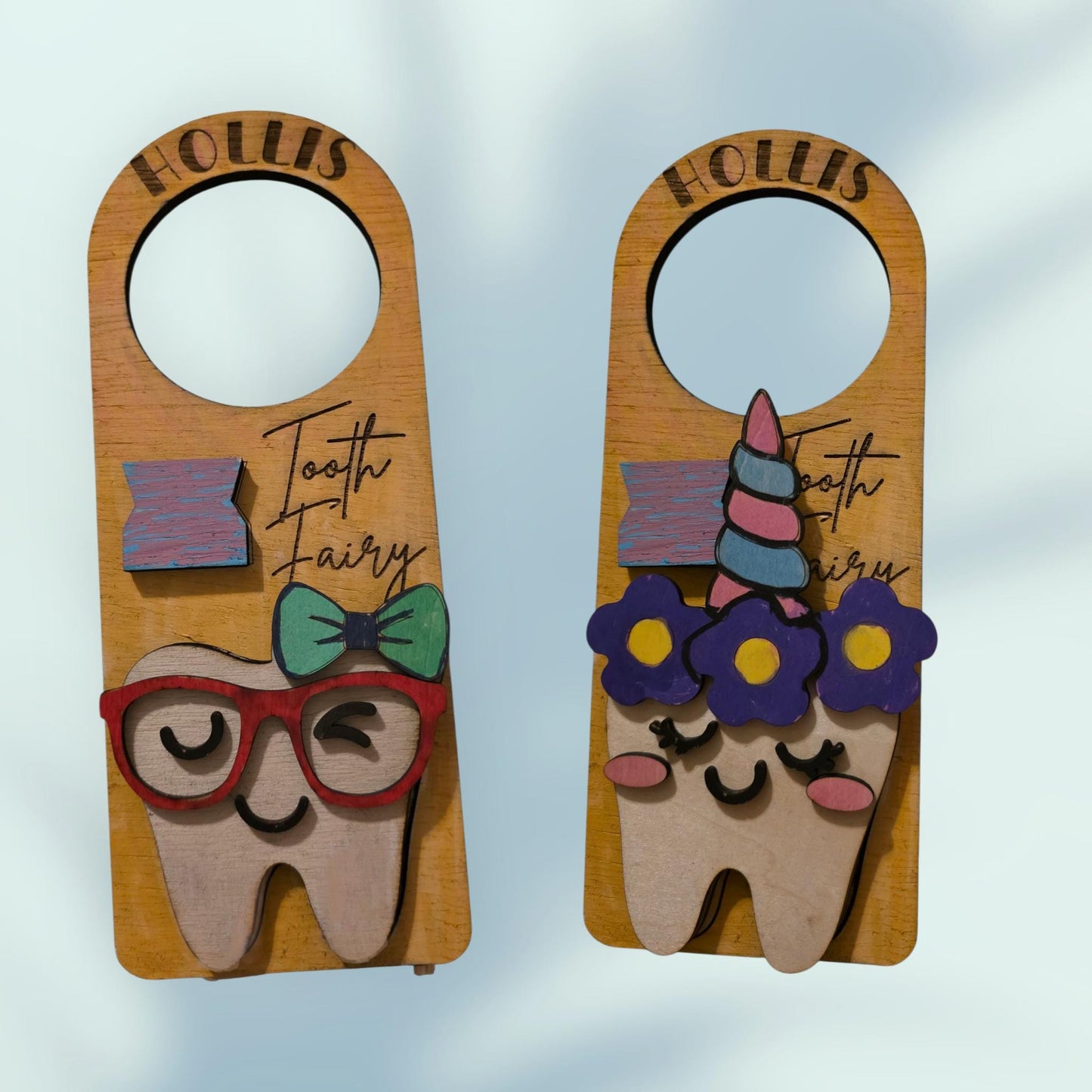 Personalized Tooth Fairy Door Hanger - 8" Custom with Name & Outfit Options
