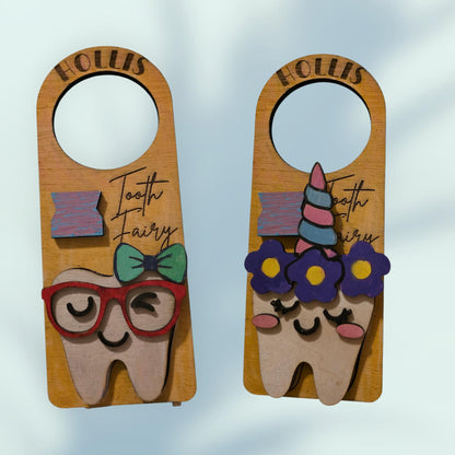Personalized Tooth Fairy Door Hanger – 8" Custom with Name & Outfit Options