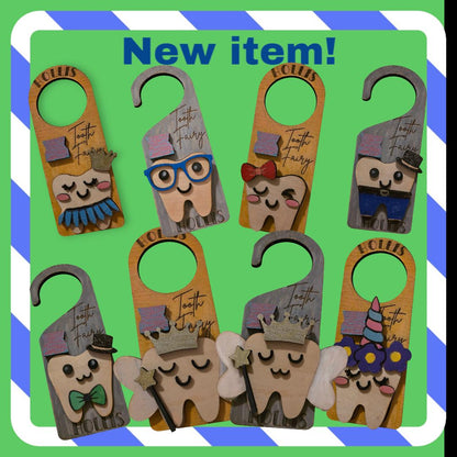 Personalized Tooth Fairy Door Hanger – 8" Custom with Name & Outfit Options