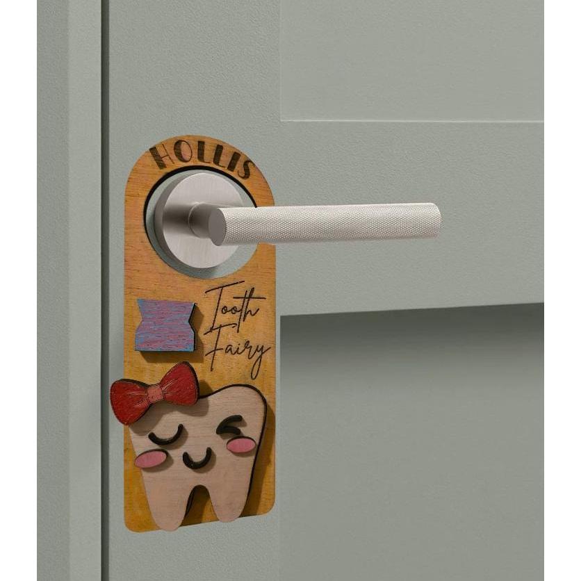 Personalized Tooth Fairy Door Hanger - 8" Custom with Name & Outfit Options