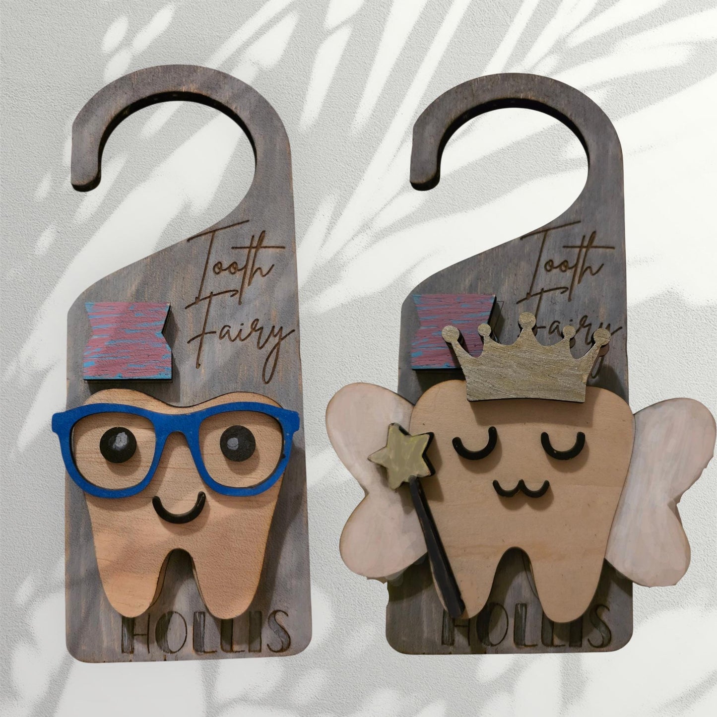 Personalized Tooth Fairy Door Hanger - 8" Custom with Name & Outfit Options