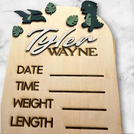 Birth Announcement Dinosaur Photo Prop – Baby Dino birth stats for Boys & Girls Nursery Decor Gift
