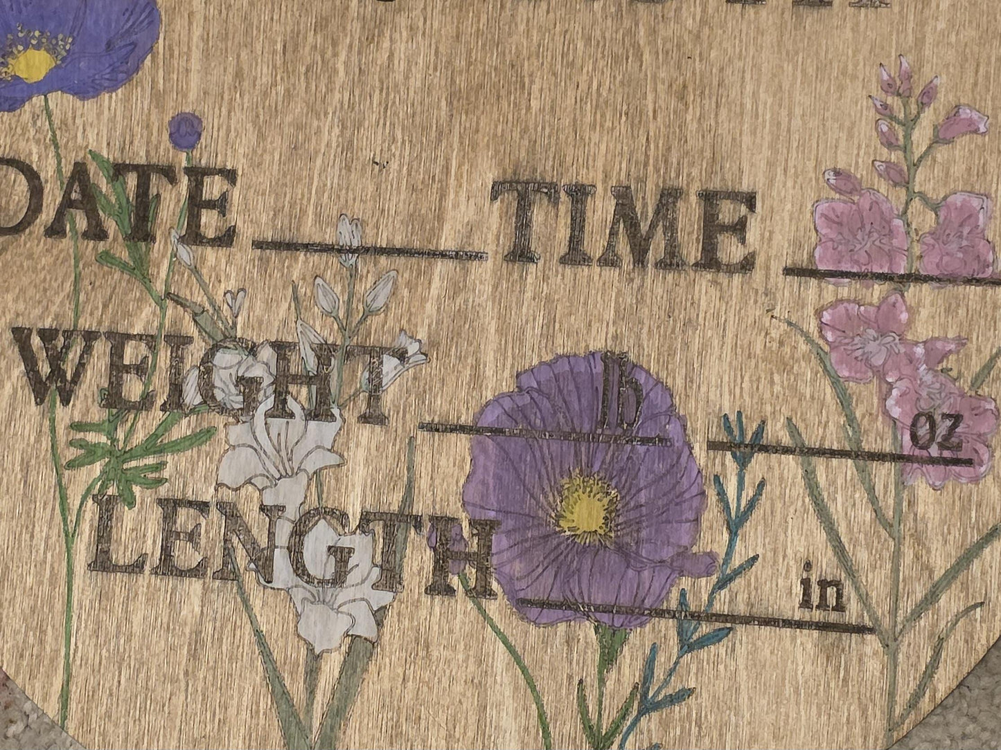 Wildflowers 3D Baby Birth Announcement Stats Sign Personalized Nursery Decor 11 Inch  Newborn Birth Details Wall Art Keepsake Gift