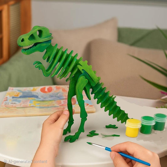 Dinosaur Build and Paint Set: DIY wooden Craft Decor Gift for kids