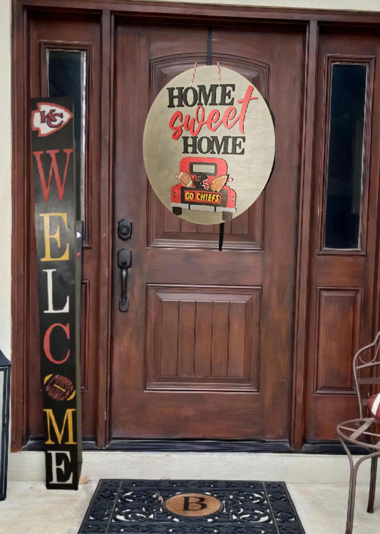 KC Chiefs Porch Welcome Sign Leaner 6 Design Options and 3 Sizes