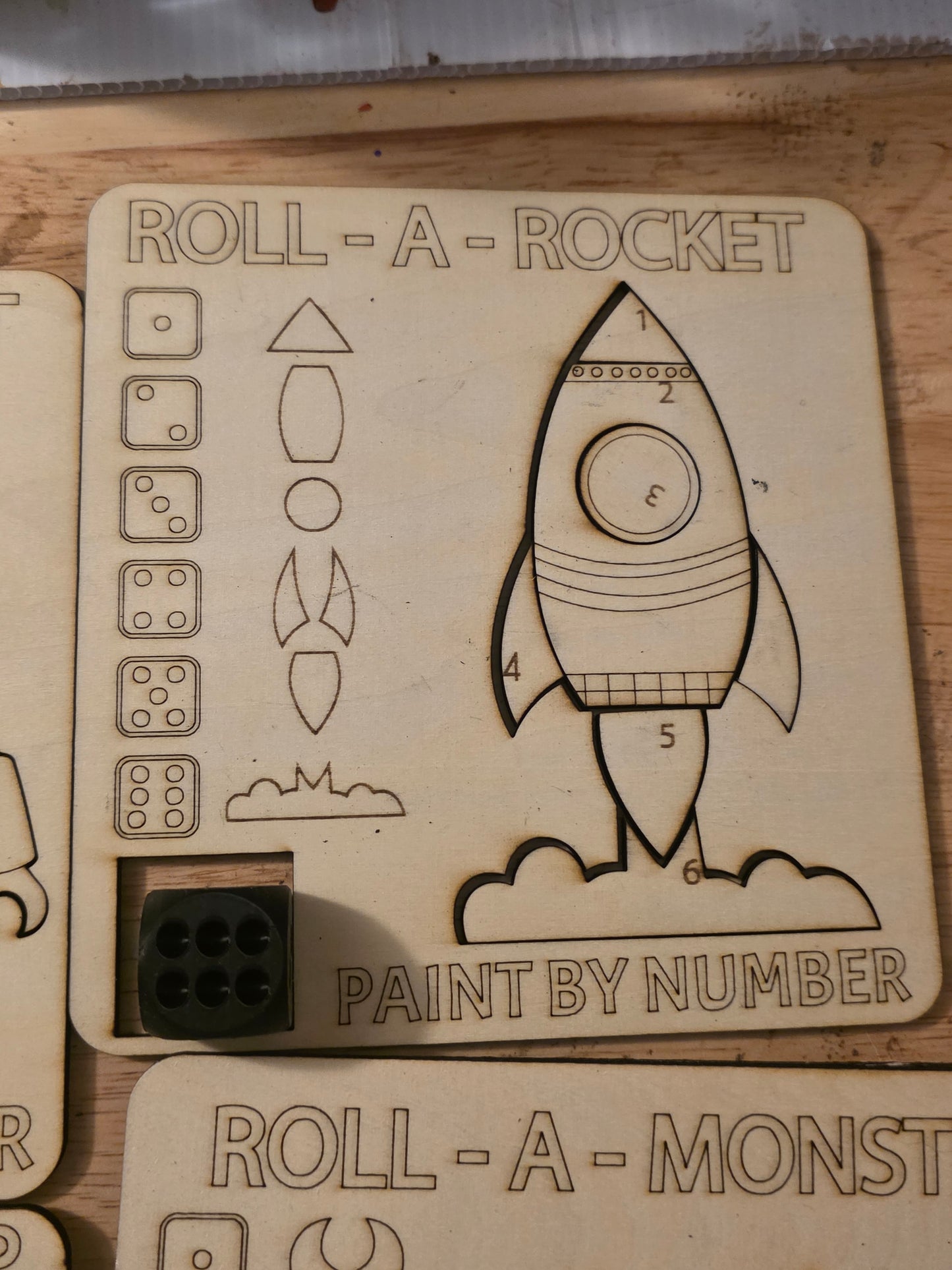 Wooden Roll a Figure & Paint by Number Game – Screen-Free Kids Activity & Homeschool Toy