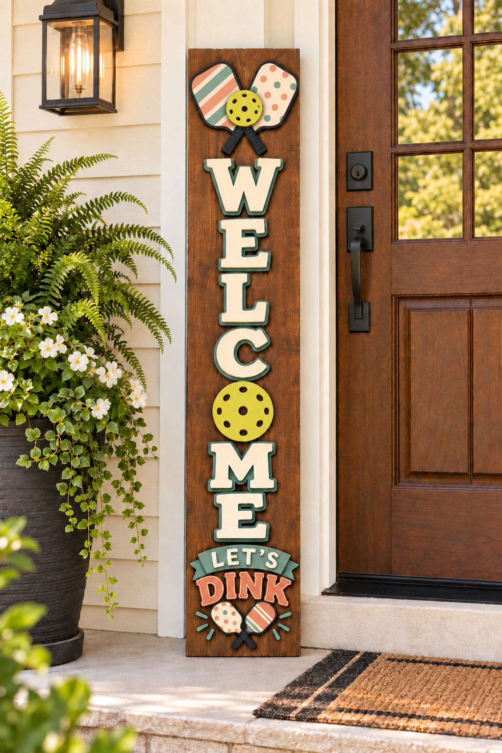 Pickleball Welcome Porch Leaner | Let’s Dink Sign