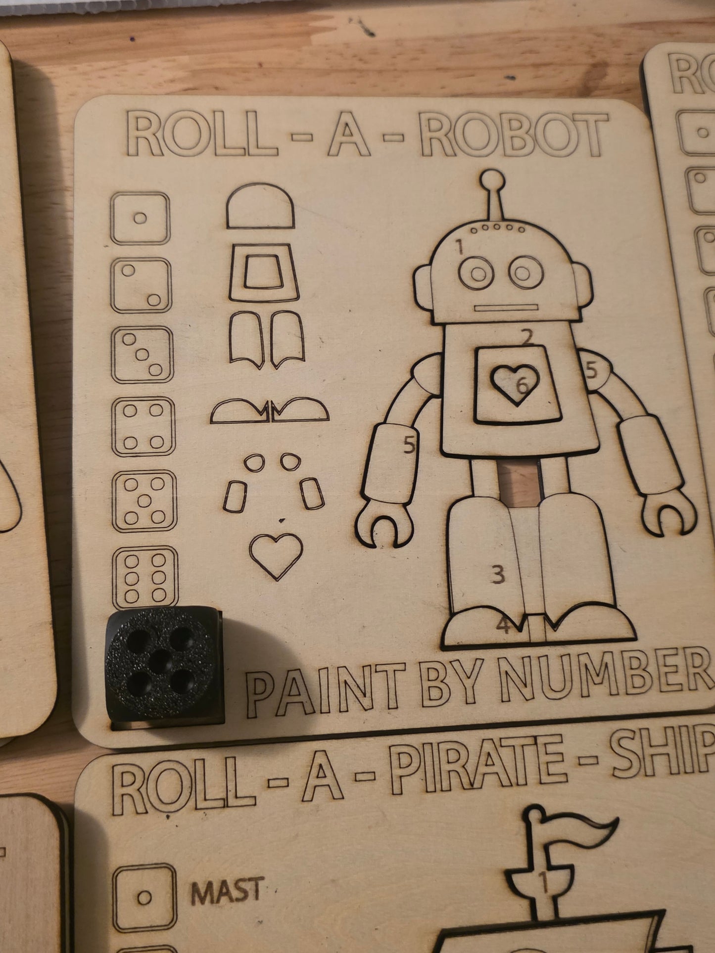 Wooden Roll a Figure & Paint by Number Game – Screen-Free Kids Activity & Homeschool Toy
