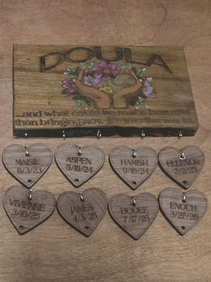 Doula Birth Keepsake Sign – Personalized Newborn Name & Birth Date Wall Hanging