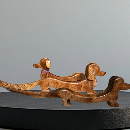 Hand Carved Dachshund Mango Redwood Walnut Purple Heart Handcrafted Doxie