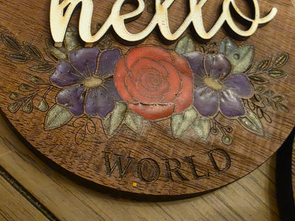 Baby Monthly Milestone Discs Cedar Or Walnut Wood With Uv Resin Flowers 1 Month To 1 Year Hello World Photo Prop Set
