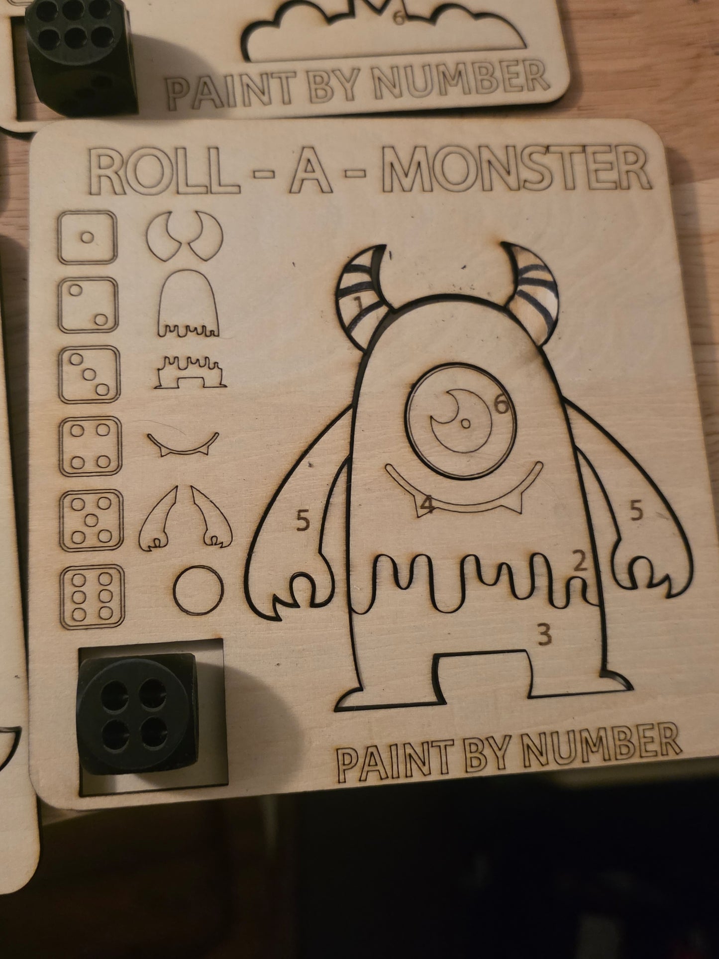 Wooden Roll a Figure & Paint by Number Game – Screen-Free Kids Activity & Homeschool Toy