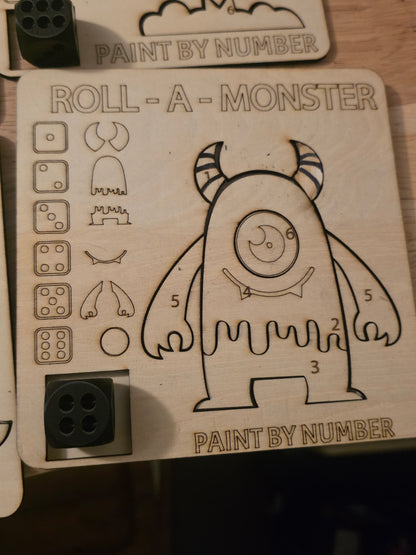 Wooden Roll a Figure & Paint by Number Game – Screen-Free Kids Activity & Homeschool Toy