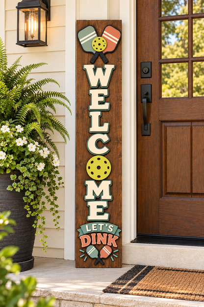Pickleball Welcome Porch Leaner | Let’s Dink Sign