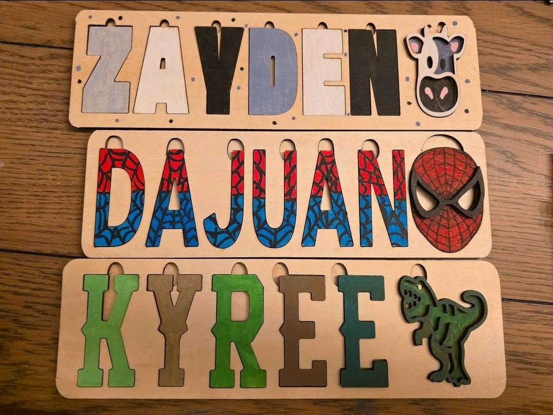 Personalized Name Puzzle – Custom Wooden Gift | Optional Character Add-On