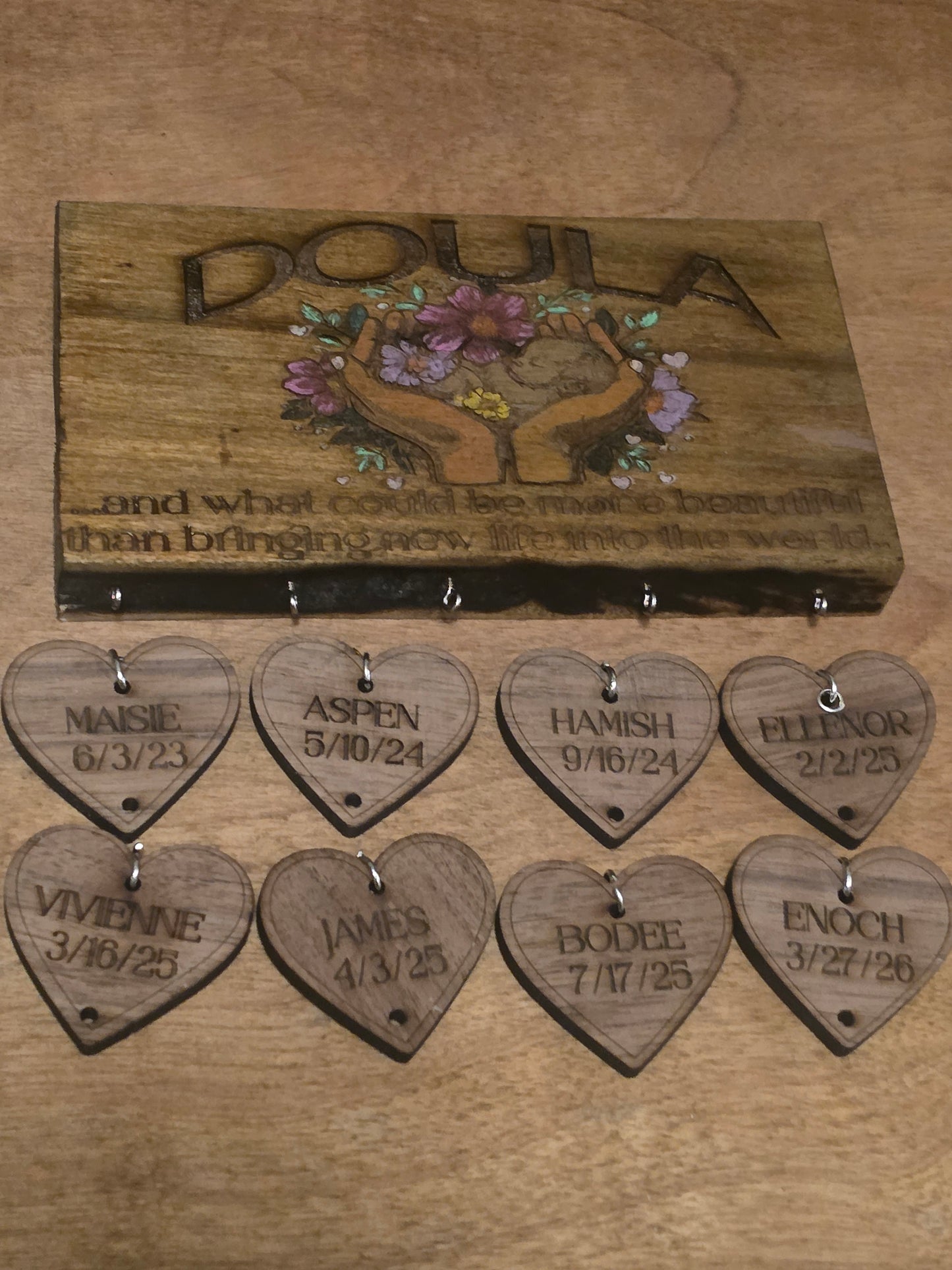 Doula Birth Keepsake Sign – Personalized Newborn Name & Birth Date Wall Hanging
