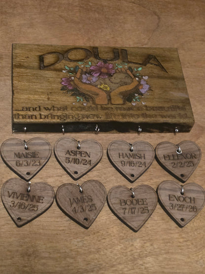 Doula Birth Keepsake Sign – Personalized Newborn Name & Birth Date Wall Hanging