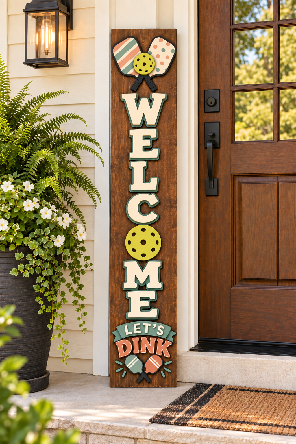 Pickleball Welcome Porch Leaner | Let’s Dink Sign
