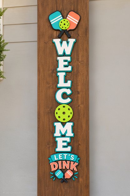 Pickleball Welcome Porch Leaner | Let’s Dink Sign