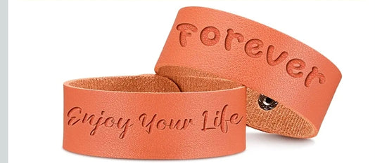 Personalized Bracelet Faux Leather Bracelet great gift for men or women perfect size.  8 5  inch by  1 inch